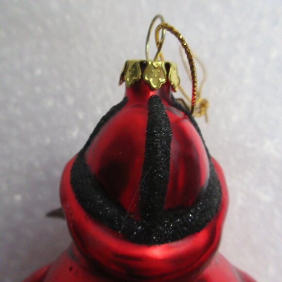 Anthropologie Glass Fireman Snowman Christmas Ornament Glitter Trim 6" - Picture 8 of 13